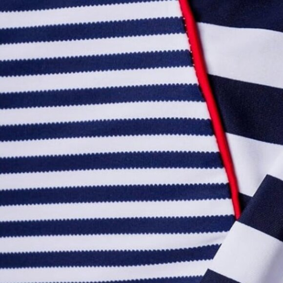 NWT -  Belsira Sexy Vintage Swimsuit Retro Look Stripes Pattern Blue White Red R - Picture 4 of 14